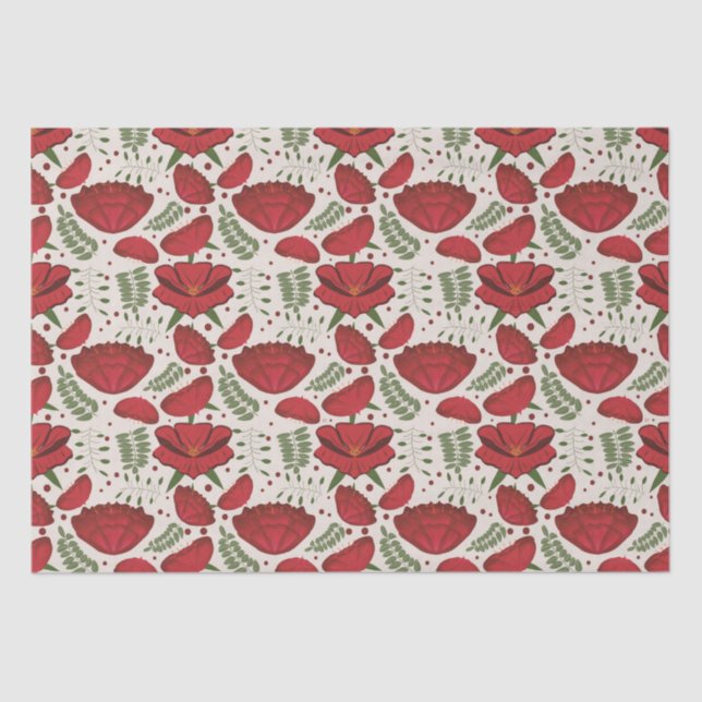 Wildflower Red Poppy Baby Shower Tissue Paper (Front)