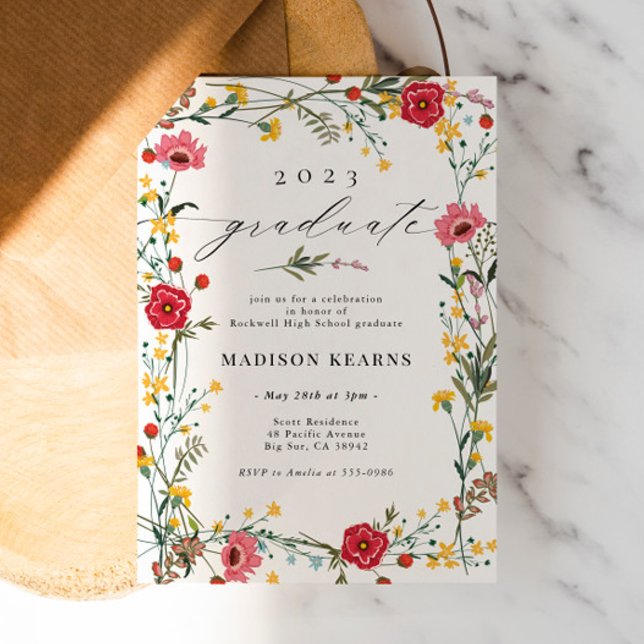 Wildflower Red Yellow 2024 Graduation Invitation (Creator Uploaded)