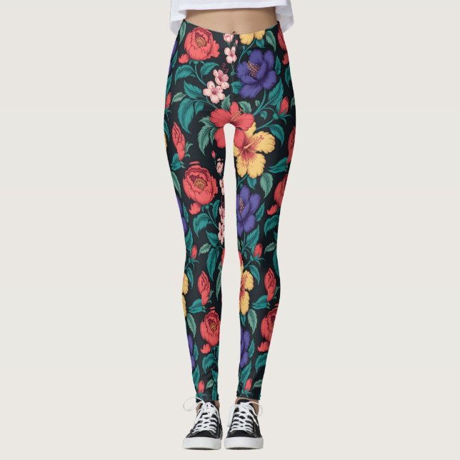 Wildflower Repeat Pattern Leggings (Front)