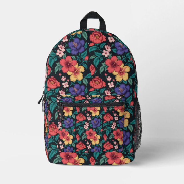 Wildflower Repeat Pattern Printed Backpack (Front)
