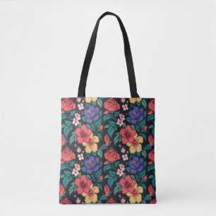 Wildflower Repeat Pattern Tote Bag