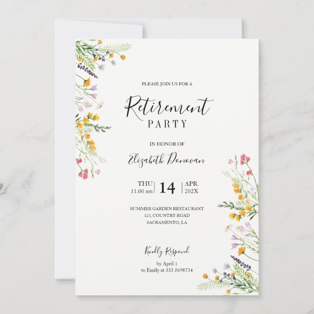 Wildflower Retirement Party invitation (Front)