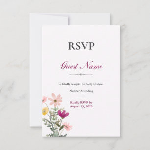 Wildflower Romance RSVP Card   Pink Floral