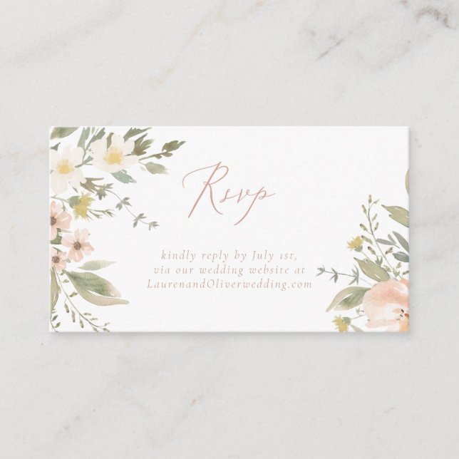 Wildflower Romance RSVP Via Website Card (Front)