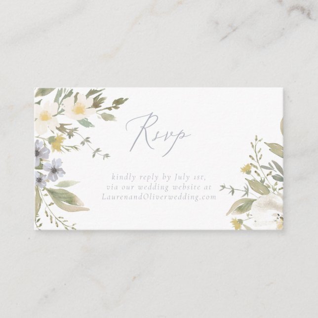 Wildflower Romance RSVP Via Website Card (Front)