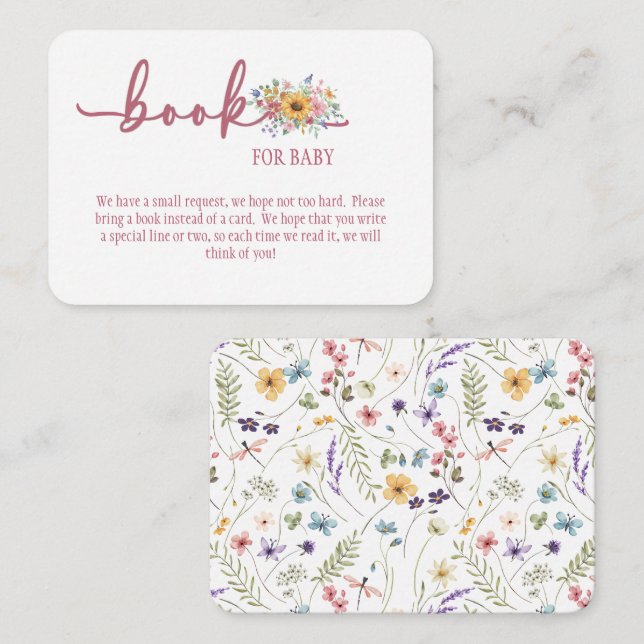 Wildflower Rose Baby Shower Book for Baby Card (Front/Back)