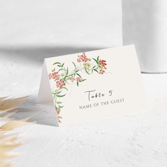 Wildflower Rose Spring Garland Wedding Place Card (Creator Uploaded)
