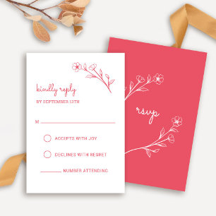 Wildflower RSVP Card in Rose Red