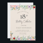Wildflower Rustic Boho 18th Birthday Simple Beige Invitation<br><div class="desc">Adult Birthday Invitations | Rustic Beige floral Elegant 18th Invitations This classic and vintage design features a floral wildflower rustic bohemian simple theme and Script typography on a beige background. Personalise the invite with your details and if you want to further re-arrange the style and placement of the text, please...</div>