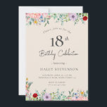 Wildflower Rustic Boho 18th Birthday Simple Beige Invitation<br><div class="desc">Adult Birthday Invitations | Rustic Beige floral Elegant 18th Invitations This classic and vintage design features a floral wildflower rustic bohemian simple theme and Script typography on a beige background. Personalise the invite with your details and if you want to further re-arrange the style and placement of the text, please...</div>