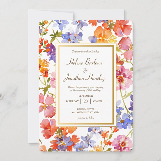 Wildflower Rustic Boho Floral Elegant Wedding Invitation (Front)