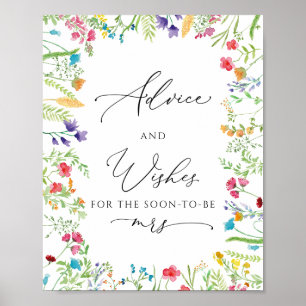 Wildflower Rustic Bridal Game Wishes Poster