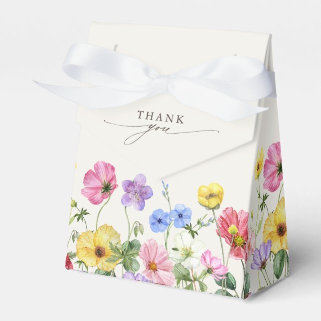 Wildflower Rustic Chic Floral Boho Bridal Shower Favour Box (Front Side)