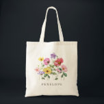 Wildflower Rustic Chic Floral Boho Bridesmaid Gift Tote Bag<br><div class="desc">Celebrate your love story with this elegant floral bridesmaid gift tote bag featuring a charming watercolor wild flower design. Perfect for a garden wedding, outdoor ceremony, or rustic boho celebration, this design blends whimsical floral elements with timeless elegance. Ideal for summer or spring weddings, the vibrant botanical artwork and personalised...</div>