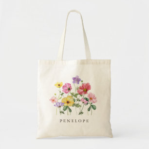 Wildflower Rustic Chic Floral Boho Bridesmaid Gift Tote Bag