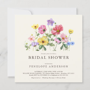 Wildflower Rustic Chic Floral Boho C Bridal Shower Invitation