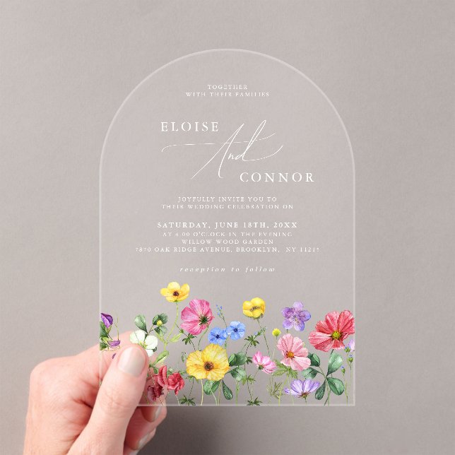 Wildflower Rustic Chic Floral Boho Country Wedding Acrylic Invitations (Insitu (Handheld))