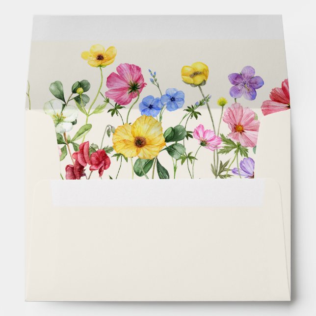 Wildflower Rustic Chic Floral Boho Country Wedding Envelope (Back (Bottom))