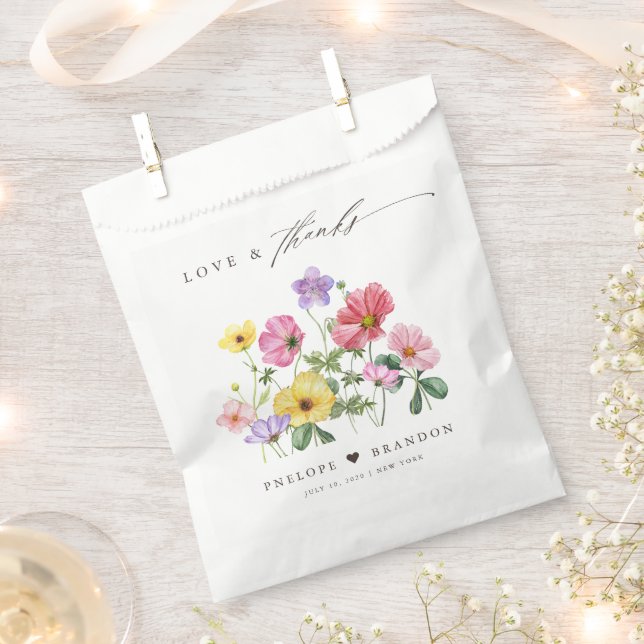 Wildflower Rustic Chic Floral Boho Country Wedding Favour Bags (Clipped)
