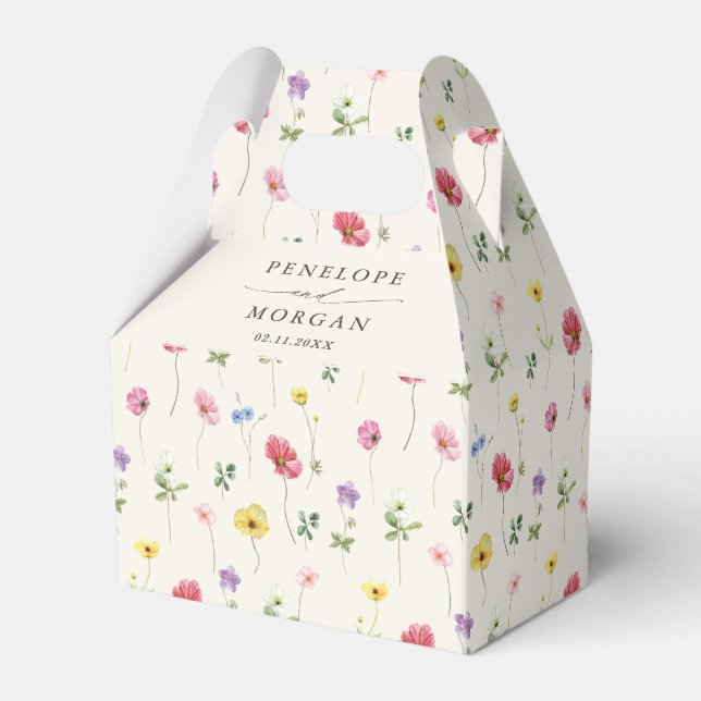 Wildflower Rustic Chic Floral Boho Country Wedding Favour Box (Back Side)
