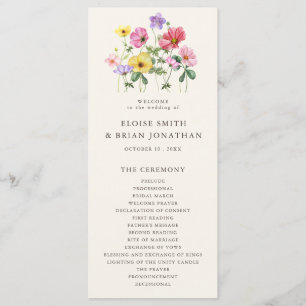 Wildflower Rustic Chic Floral Boho Country Wedding Programme