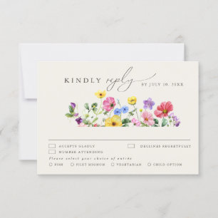 Wildflower Rustic Chic Floral Boho Country Wedding RSVP Card