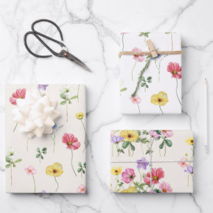 Wildflower Rustic Chic Floral Boho Country Wedding Wrapping Paper Sheet