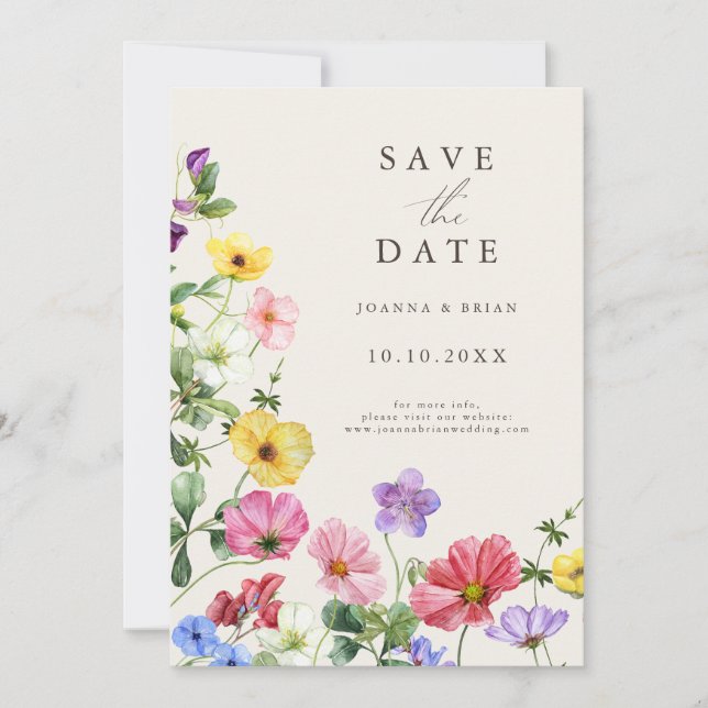 Wildflower Rustic Chic Floral Boho Save the Date   (Front)