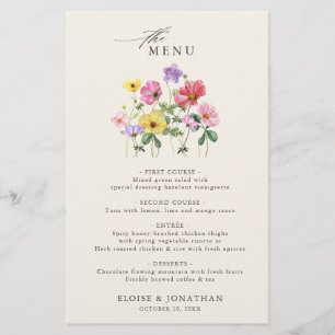 Wildflower Rustic Chic Floral Boho Wedding Menu