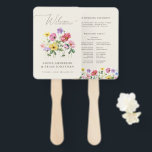 Wildflower Rustic Chic Floral Boho Wedding Program Hand Fan<br><div class="desc">Celebrate your love story with this elegant floral wedding program hand fan featuring a charming watercolor wild flower design and modern calligraphy script. Perfect for a garden wedding, outdoor ceremony, or rustic boho celebration, this design blends whimsical floral elements with timeless elegance. Ideal for summer or spring weddings, the vibrant...</div>