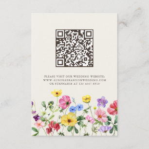 Wildflower Rustic Chic Floral Boho Wedding QR Code Enclosure Card