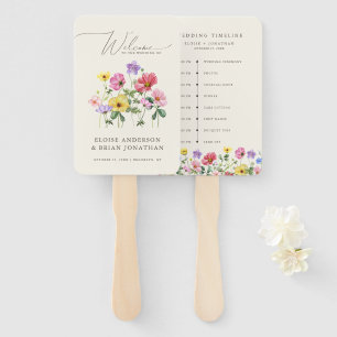 Wildflower Rustic Chic Floral Wedding timeline     Hand Fan