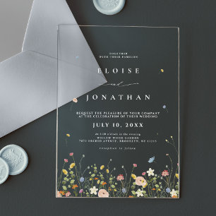 Wildflower Rustic Country Boho Floral Chic Wedding Acrylic Invitations