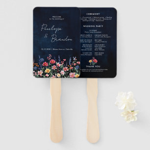 Wildflower Rustic Country Boho Wedding Program Hand Fan