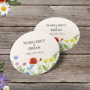 Wildflower Rustic Country Colourful Floral Wedding Classic Round Sticker