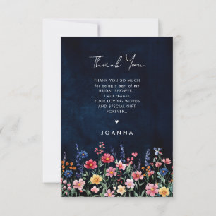 Wildflower Rustic Country Floral Bridal Shower Thank You Card