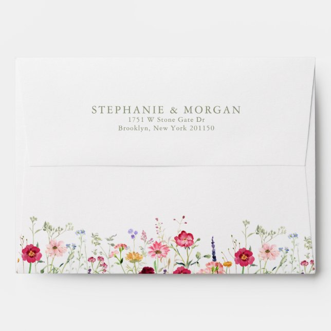 Wildflower Rustic Country Floral Garden Wedding Envelope (Back (Top Flap))