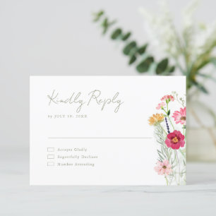 Wildflower Rustic Country Floral Garden Wedding RSVP Card