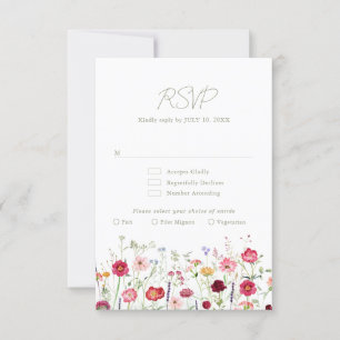 Wildflower Rustic Country Floral Garden Wedding RSVP Card
