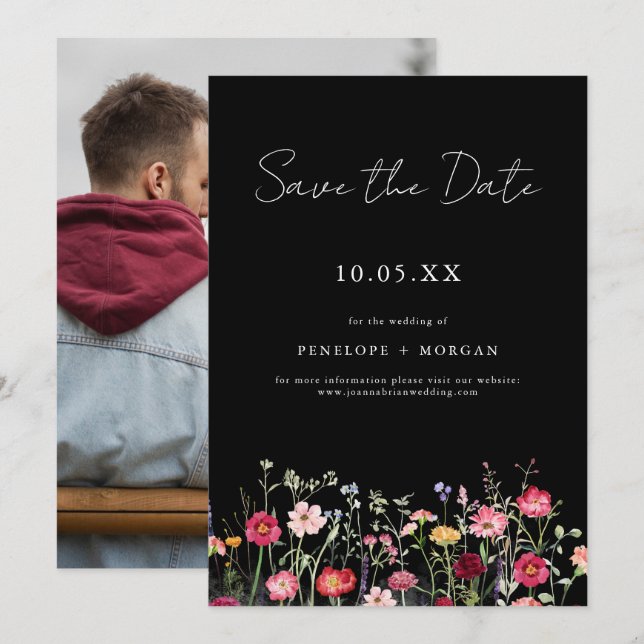 Wildflower Rustic Country Floral Garden Wedding Save The Date (Front/Back)