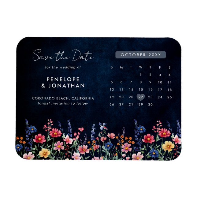 Wildflower Rustic Country  Floral Save the Date Magnet (Horizontal)