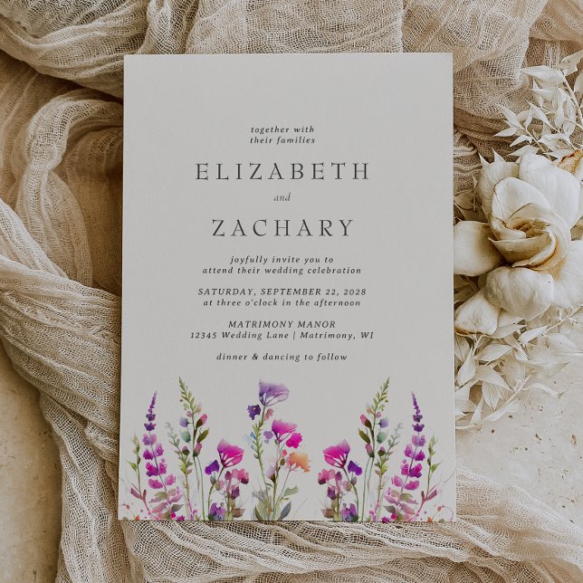 Wildflower Rustic Floral Watercolor Wedding Invitation (Creator Uploaded)