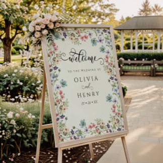  Wildflower Rustic Floral Wedding Welcome  Poster