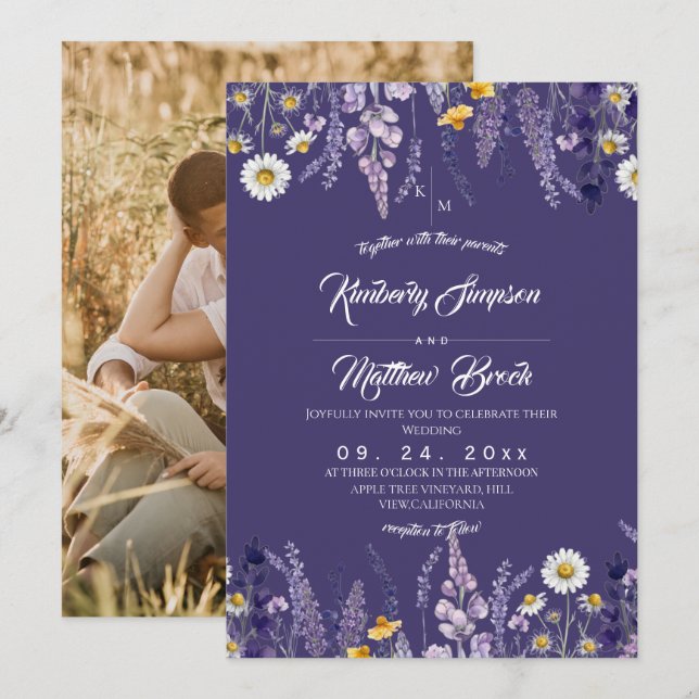  Wildflower Rustic Garden Wedding  Invitation (Front/Back)