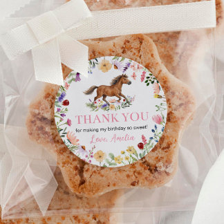 Wildflower Rustic Horse Girl Birthday Classic Round Sticker