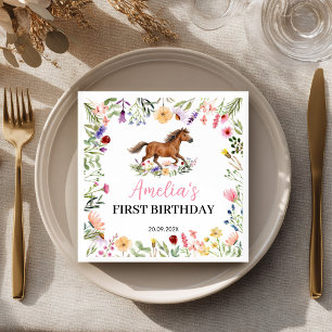 Wildflower Rustic Horse Girl Birthday Party Napkin