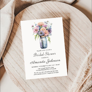 Wildflower Rustic Mason Jar Bridal Shower Invitation