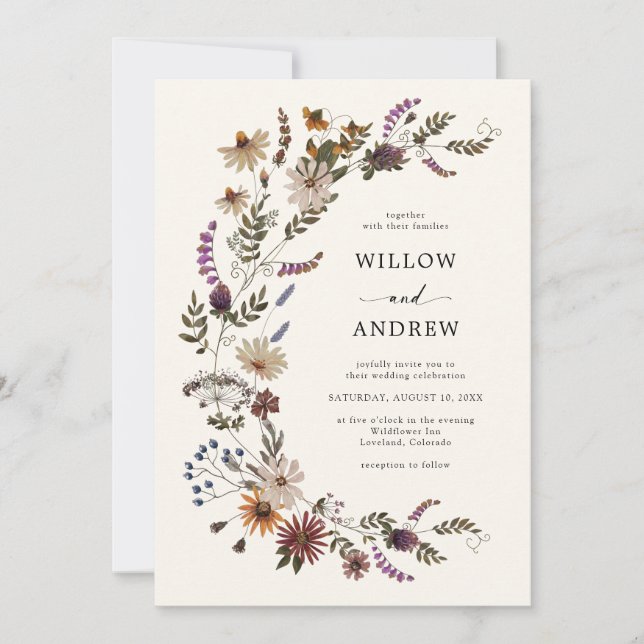 Wildflower Rustic Wedding Invitation (Front)