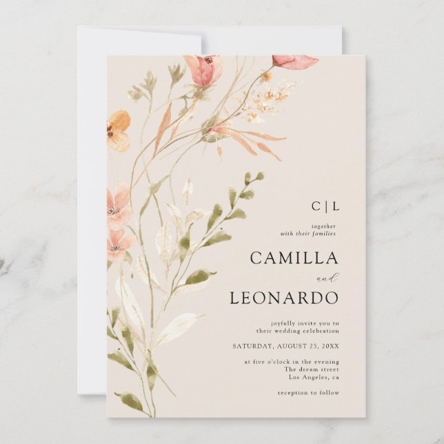 Wildflower Rustic Wildflower Wedding Invitation (Front)
