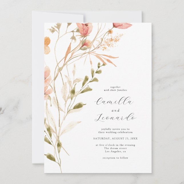 Wildflower Rustic Wildflower Wedding Invitation (Front)